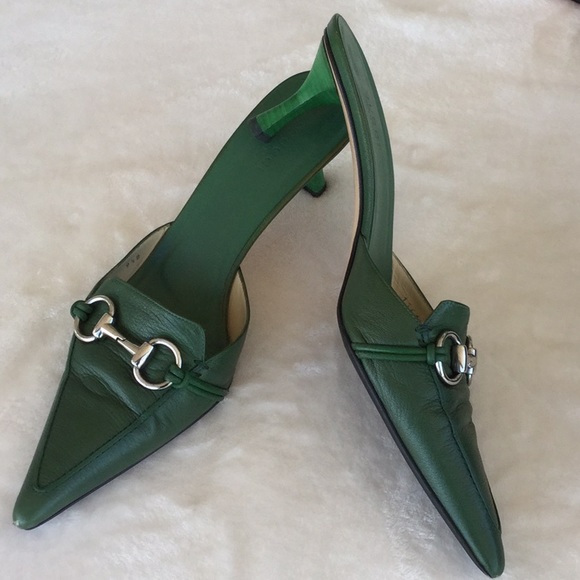 green gucci mules